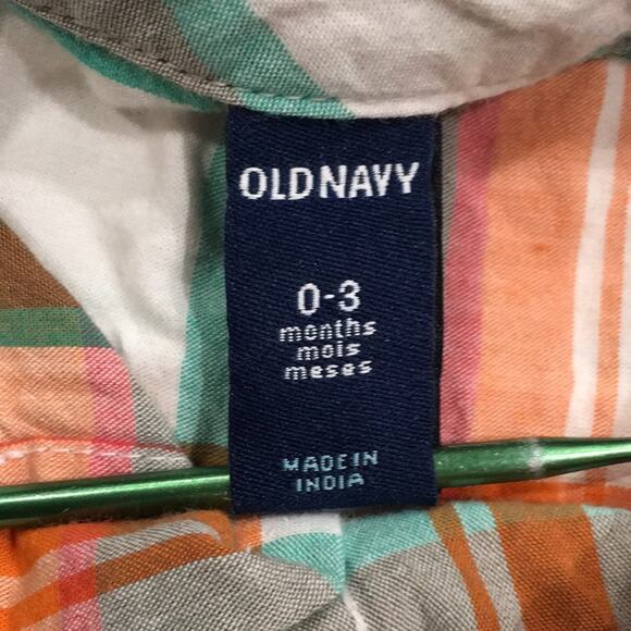 Old Navy Baby Boy Sz 0-3M Plaid Button‎ Shirt 100% Cotton Western Cowboy Preppy - Picture 4 of 7